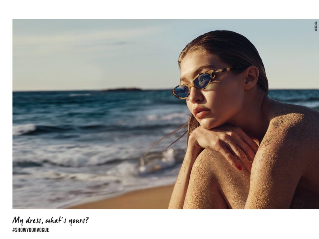 Gigi Hadid testimonial di Vogue Eyewear