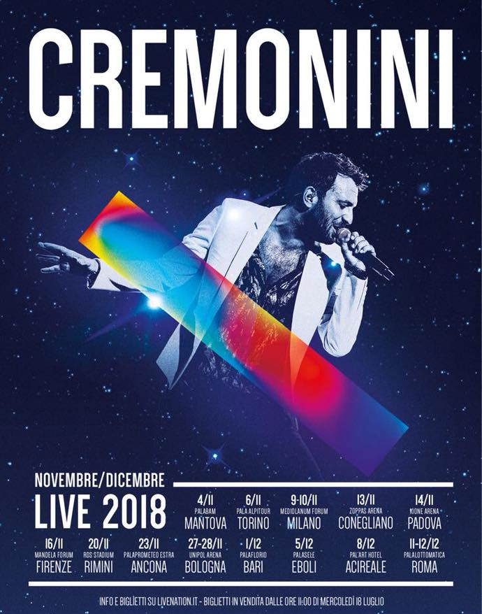 Cesare Cremonini ufficializza le date del suo tour 2018 invernale